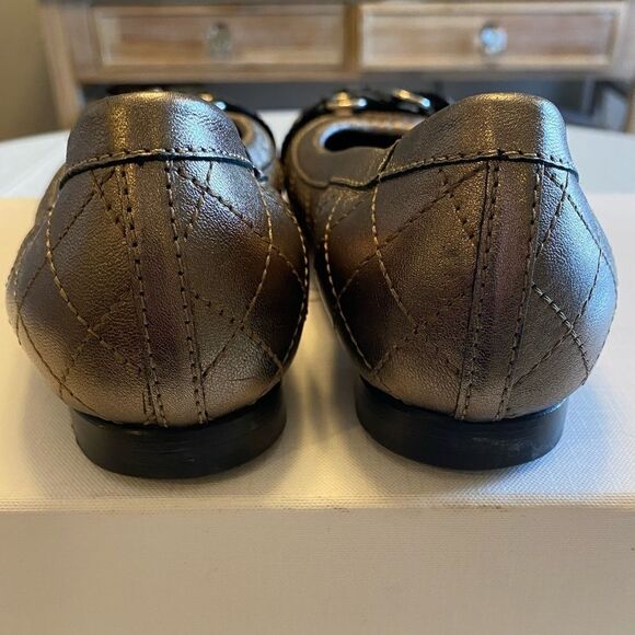 AGL cap to patent leather and quilted puter metallic flats size 6.5 Italy - Picture 3 of 8